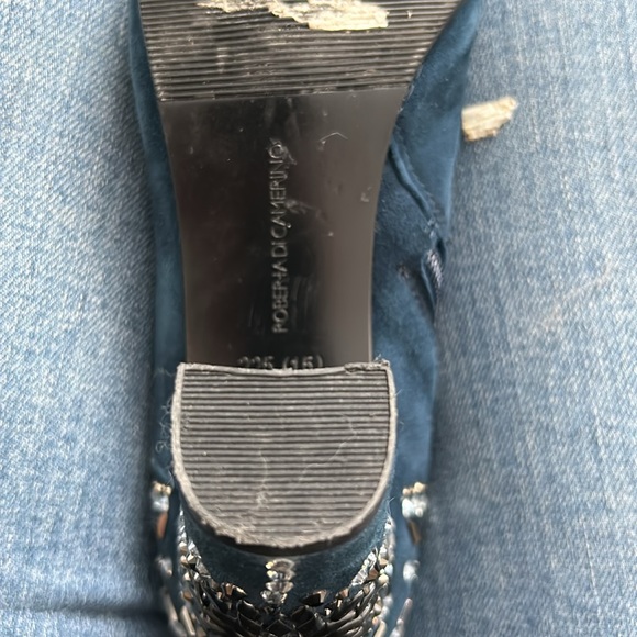 Roberta Di Carmerino Embellished Blue Leather Ankle Boots , US size 6 - Picture 13 of 15